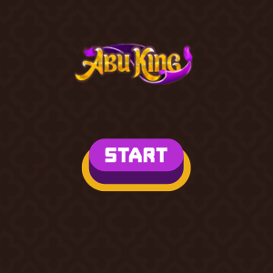 Abu King-logo med en 'Start'-knapp som inviterer brukere til å begynne reisen på nettsiden.