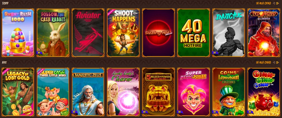 AbuKing Casino sitt spillbibliotek som viser frem de beste spilleautomatene.